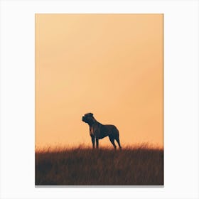 Silhouette Of A Dog At Sunset. Generated AI. Wall Art Print Canvas Print