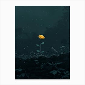 Yellow Flower In The Dark 5 Canvas Print