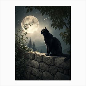 Black Cat In The Moonlight Stampe su tela