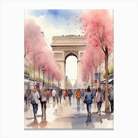 Champs-Elysées Avenue. Paris. The atmosphere and manifestations of spring. 16 Canvas Print