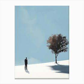 Man In The Snow, Minimalism 1 Canvas Print