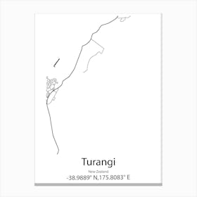 Turangi,New Zealand Minimalist Map Canvas Print