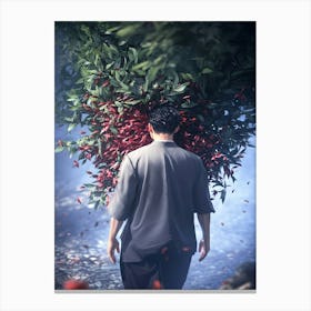 Man Walking Through A Forest 1 Canvas Print