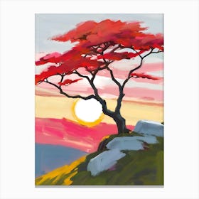 Tree At Sunset 4 Canvas Print