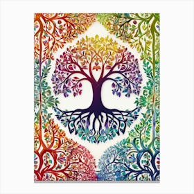 Default Stylized Tree Of Life In Bright Rainbow Colors On A Wh 0 (1) Canvas Print