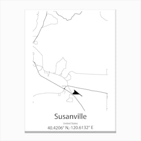 Susanville,United States Minimalist Map Canvas Print