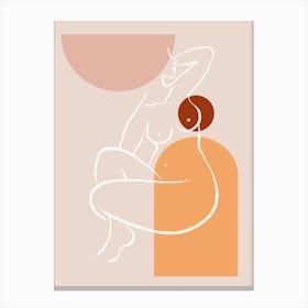 Scandi Nude Woman B Canvas Line Art Print