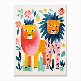 Colourful Kids Animal Art Lion 11 Canvas Print