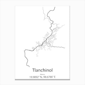 Tlanchinol,Mexico Minimalist Map Lienzos