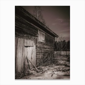 Old Barn In Winter Canvas Print