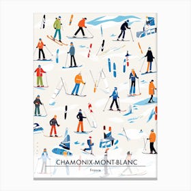 Chamonix Mont Blanc   France, Ski Resort Poster Illustration 0 Canvas Print
