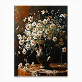 Baroque Floral Still Life Oxeye Daisy 4 Canvas Print