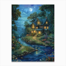 Fairytale House At Night 1 Canvas Print