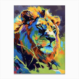 Masai Lion Lion In Different Seasons Fauvist Painting 3 Canvas Print