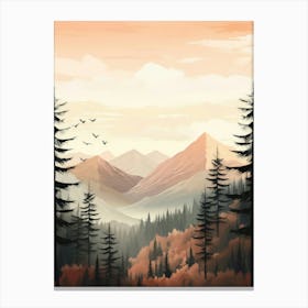 Landscape With Trees And Birds Canvas Print
