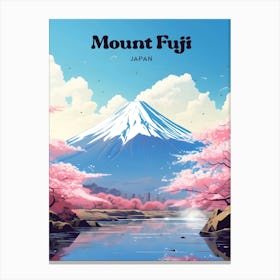 Mount Fuji Japan Cherry Blossom Modern Travel Illustration Canvas Print