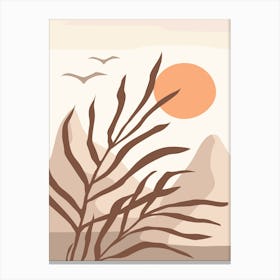 Sunset In The Mountains. Morocco - boho travel pastel vector minimalist poster Canvas Print