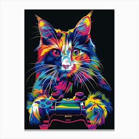 Cat Playing Video Game Canvas Print