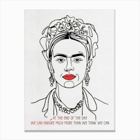 Frida Line Drawing Portrait Canvas Print