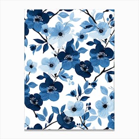 Blue And White Floral Pattern 15 Canvas Print
