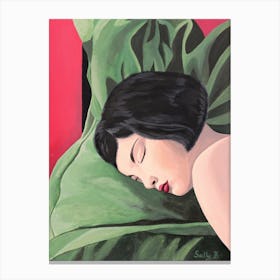 Sleeping Woman Portrait  Canvas Print