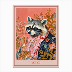 Floral Animal Painting Raccoon 1 Poster Canvas Print