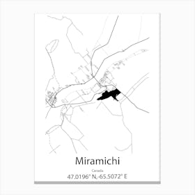 Miramichi,Canada Minimalist Map Canvas Print