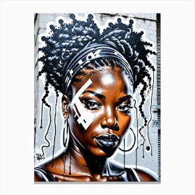 Graffiti Mural Of Beautiful Black Woman 383 Canvas Print