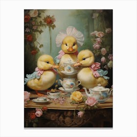 Ducklings At A Traditional Afternoon Tea 1 Canvas Print