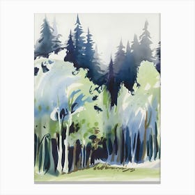 Watercolor Of A Forest 5 Canvas Print