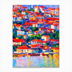Port Of Rijeka Croatia Brushwork Painting harbour Canvas Print