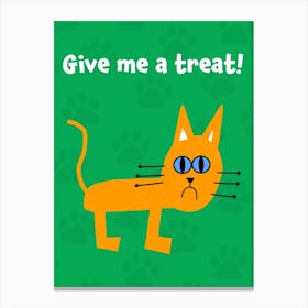 Green and Orange Cat Canvas Print