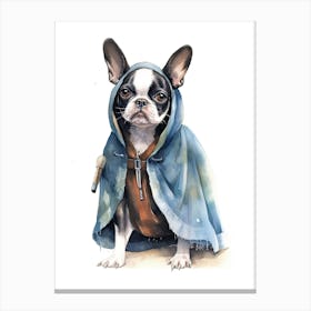 Boston Terrier Dog As A Jedi 1 Canvas Print