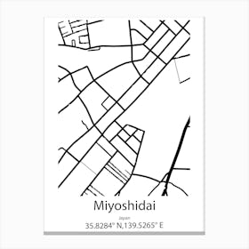 Miyoshidai,Japan Minimalist Map Canvas Print