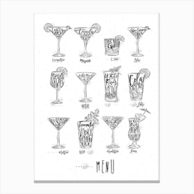 Cocktails Menu Canvas Print