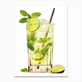 Illustration Mojito Floral Infusion Cocktail 3 Canvas Print