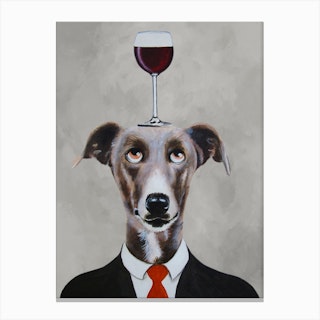 Greyhound With Wineglass Canvas Print
