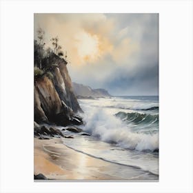 Vintage Coastal Seaside Painting (16) 1 Canvas Print