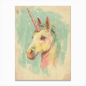 Vintage Pastel Storybook Style Unicorn 2 Canvas Print