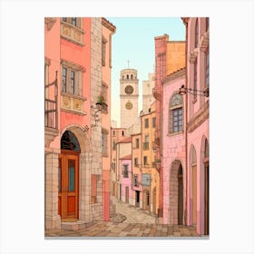 Marseille France 5 Vintage Pink Travel Illustration Canvas Print