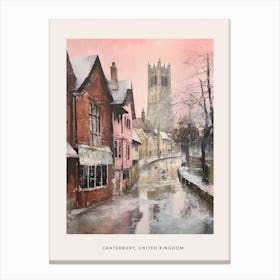 Dreamy Winter Painting Poster Canterbury United Kingdom 4 Canvas Print