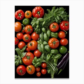 Tomatoes And Vegetables Kitchen Wall Art Canvas Print