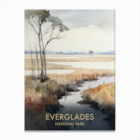 Everglades National Park Watercolour Vintage Travel Poster 1 Canvas Print