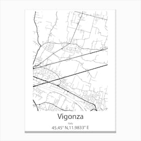 Vigonza,Italy Minimalist Map Stampe su tela