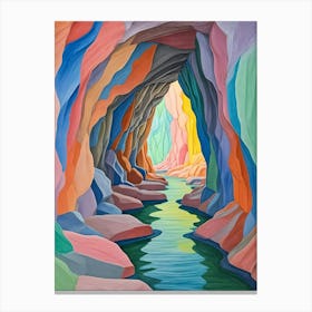 River In A Cave In Colour Canvas Print