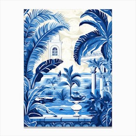 Blue And White Tile Mural 1 Canvas Print