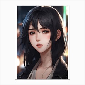 Anime Girl With Black Hair Canvas Print