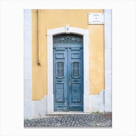 The blue door nr. 2 - vintage street and travel photography in Alfama, Lisbon, Portugal by Christa Stroo Canvas Print