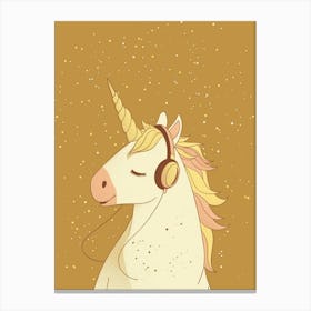 Unicorn Listening To Music With Headphones Muted Pastels 1 Canvas Print