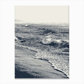 Abstract Beach, Navy Blue and Beige Ocean, Boho, Waves Canvas Print